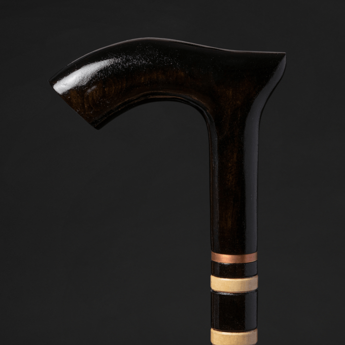 Black Classic Cane with Hand-Carved Ornamental Grapevine