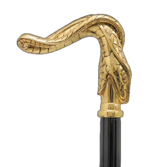 Handmade Golden Snake Walking Stick, Luxury Stylish Cane