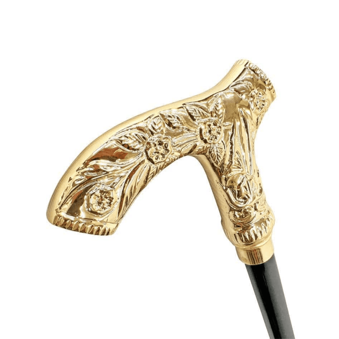 Stylish Engraved Metal Walking Stick - 24K Gold-plated