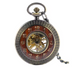 Vintage Red Wood Bronze Pocket Watch with Chain