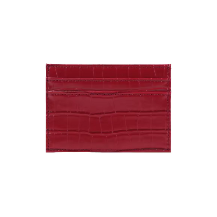 Elegant Dark Magenta Card Holder Italian Leather