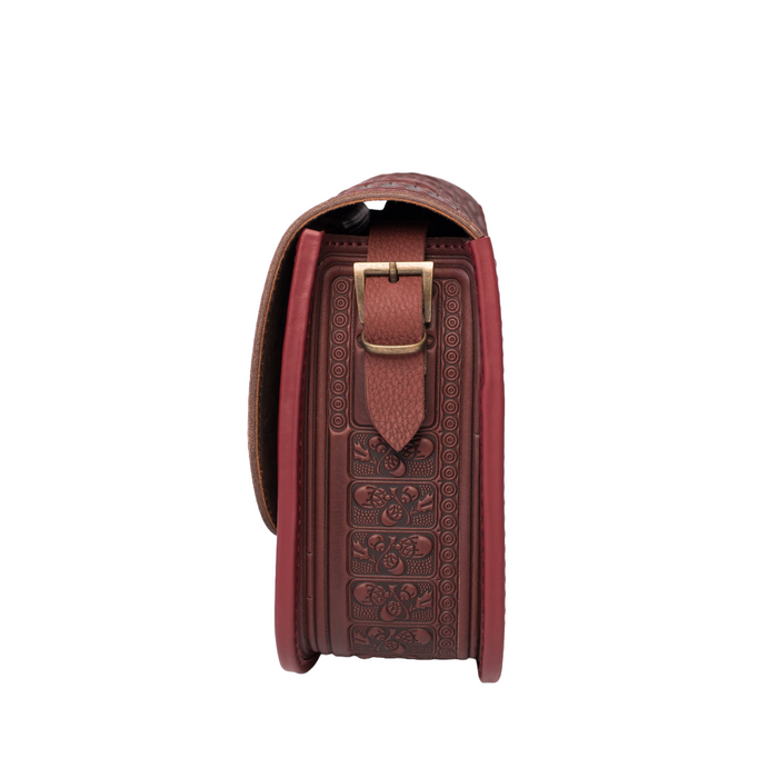 Chic and Spacious Large Mahogany Bordeaux Leather Crossbody Bag