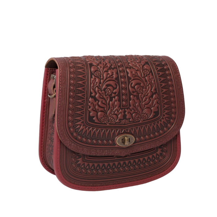 Chic and Spacious Large Mahogany Bordeaux Leather Crossbody Bag