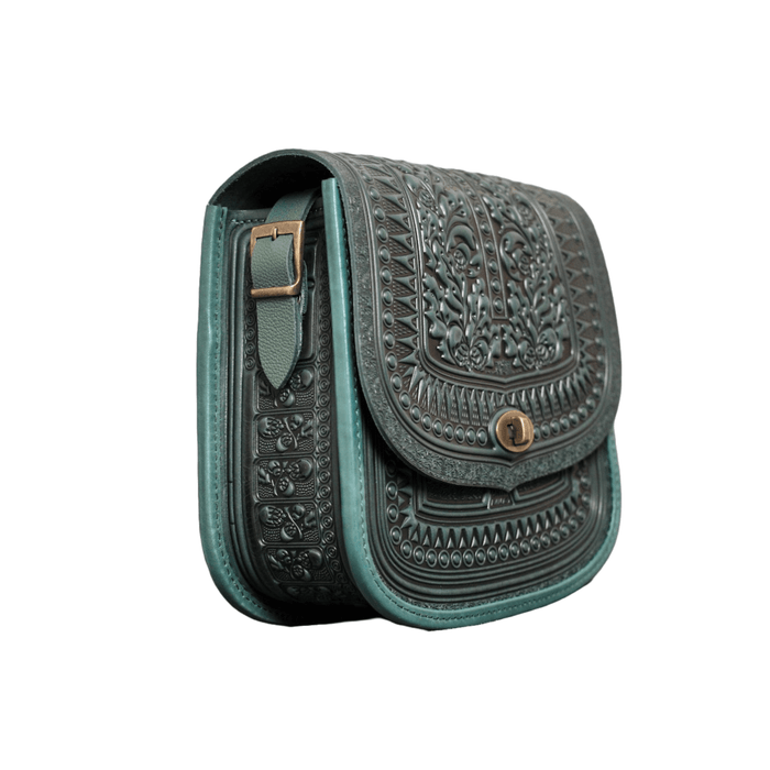 Unique Stylish Green Leather Bag, Crossbody Option for Women's Everyday Use