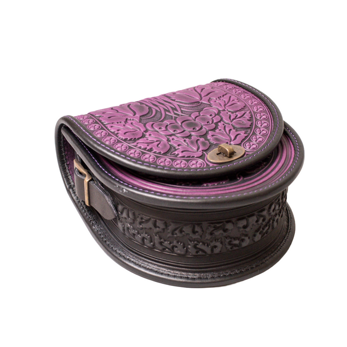 Elegant Stylish Purple and Black Leather Bag, Versatile Shoulder Handbag