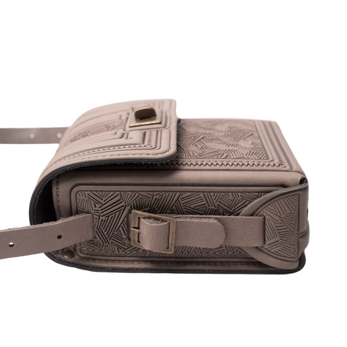 Gray Small Leather Bag, Mini Shoulder/Crossbody Handbag, Messenger Bag