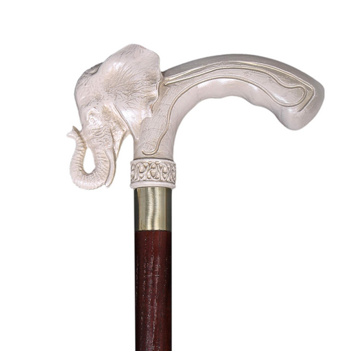 White elephant cane wooden walking stick