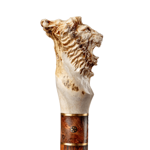 Walking cane with deer bone handle