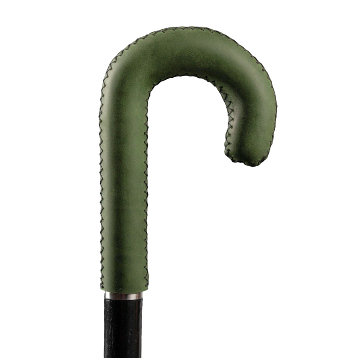 Crook khaki walking stick classic leather handle