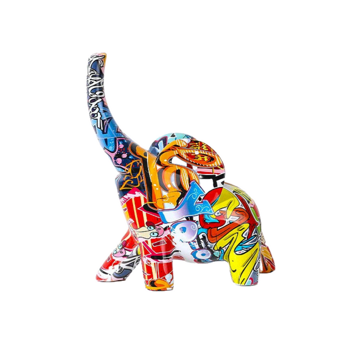 Abstract Painted Elephant Statue