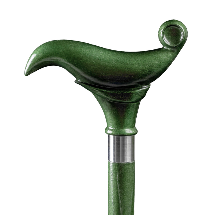 Unisex Green Derby Handle Walking Stick Topaz Unique Design