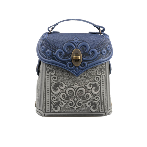 Handmade blue leather mini backpack purse versatile gift for women
