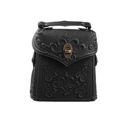 Handmade black leather backpack small and stylish crossbody bag