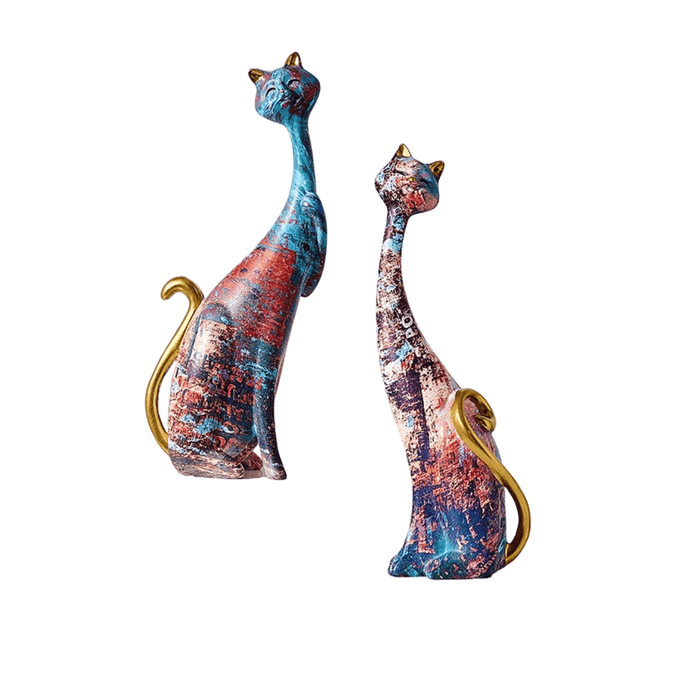 Oil Painted Cat Statues