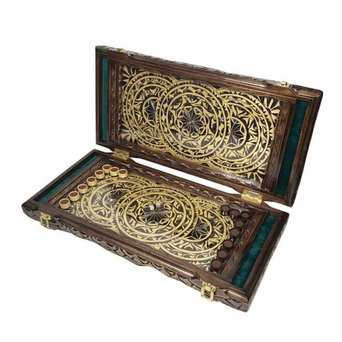 Exclusive wooden backgammon with glass board