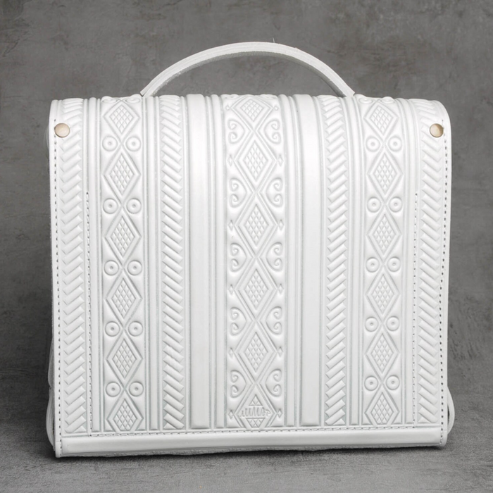 High-quality white leather briefcase