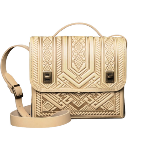 Classic beige leather satchel and briefcase collection