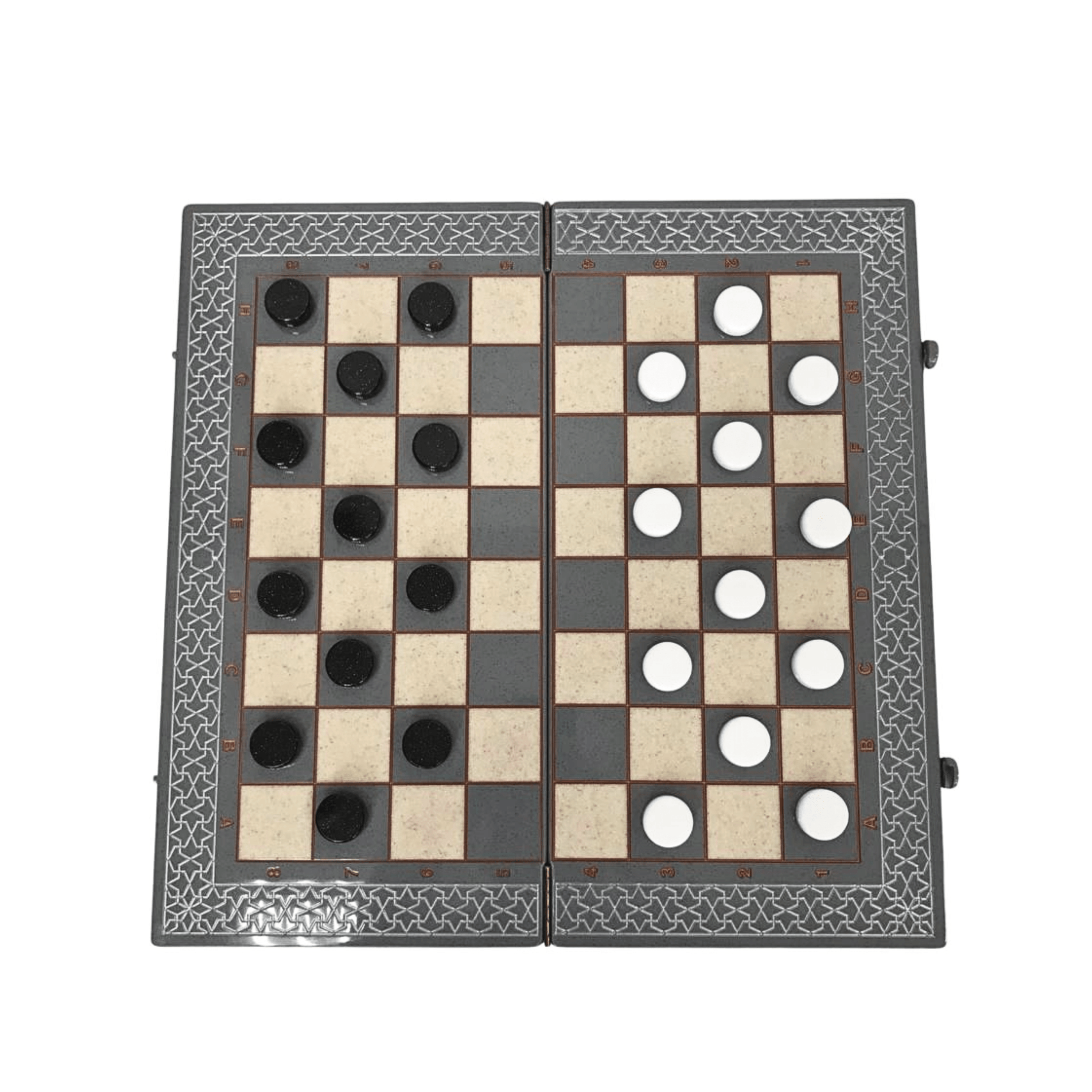 Luxury Grey Acrylic Stone Chess Set 47x24 cm
