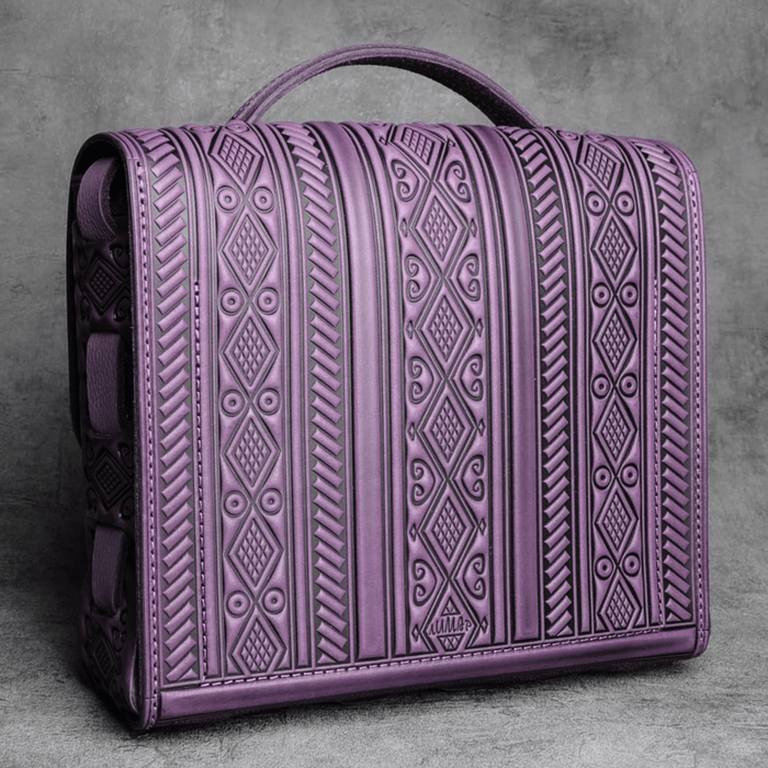 Purple Leather Satchel & Genuine Embossed Leather Bag, Leather Briefcase