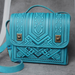 High-quality turquoise leather briefcase and satchel