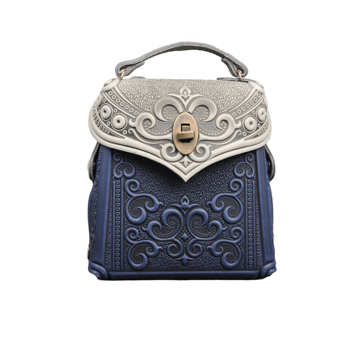 Women's Leather Small Backpack: Stylish Boho Pack with Embossing