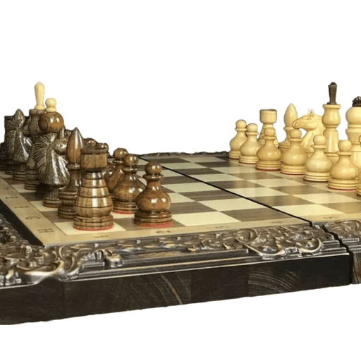 Large wooden chess set