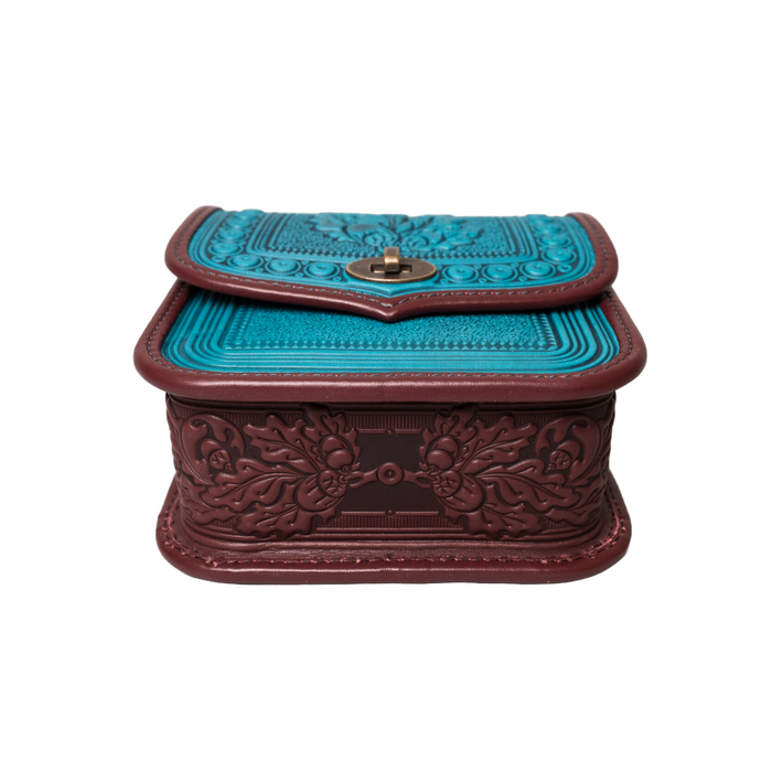 Turquoise and Bordo Crossbody Purse, Stylish Leather Shoulder Bag for Women