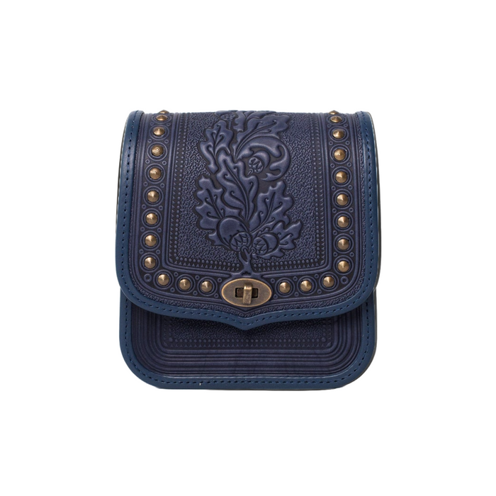 Boho Blue Leather Crossbody Purse: Stylish Small Messenger Bag for Women