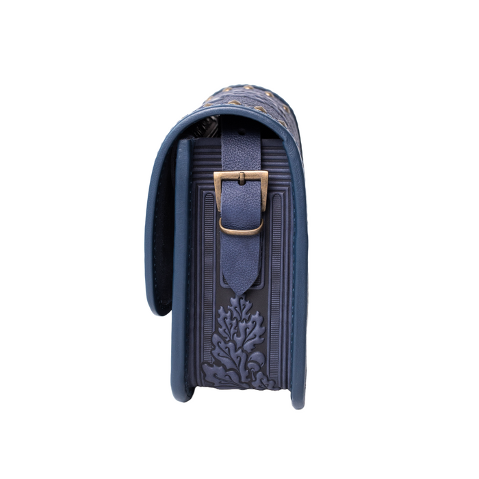 Boho Blue Leather Crossbody Purse: Stylish Small Messenger Bag for Women