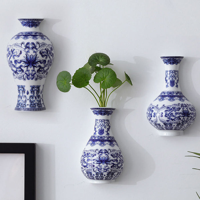Antique Porcelain Flower Wall Hanging Vase