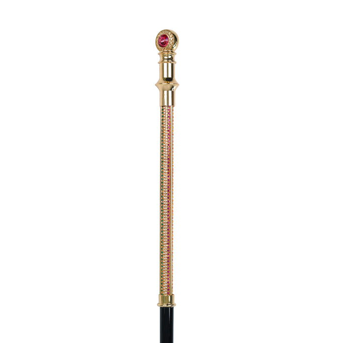 Handcrafted 24K Gold-Plated Walking Stick with Crystals