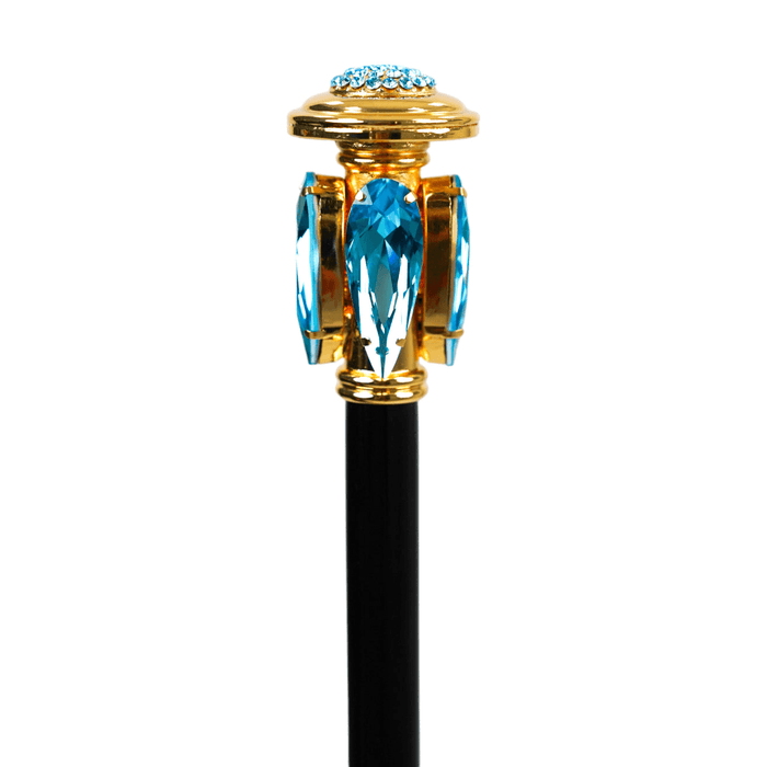 Unique Walking Stick with Aquamarine Teardrop Crystal Handle