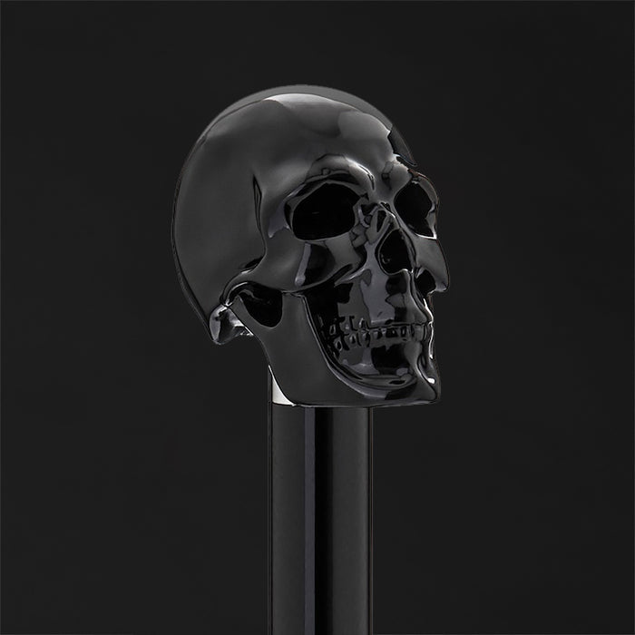 Artisan black skull walking cane
