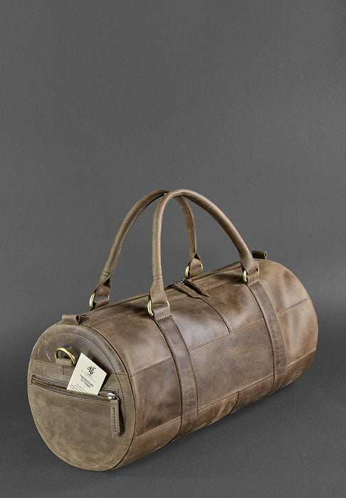 Leather travel bag with leather handles