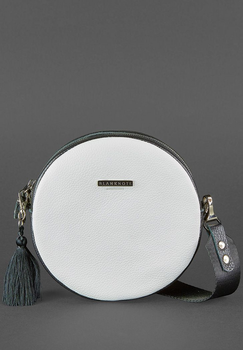 Unique Round Leather Bag for Women with Decorative Tassel