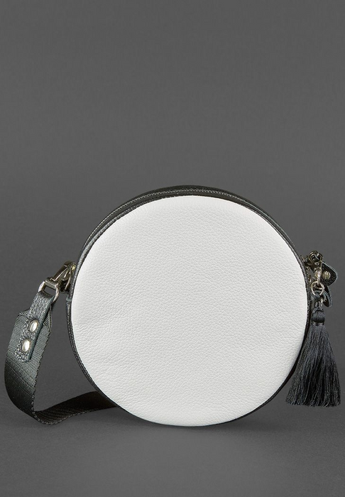 Stylish Round Leather Bag for Women with Decorative Tassel