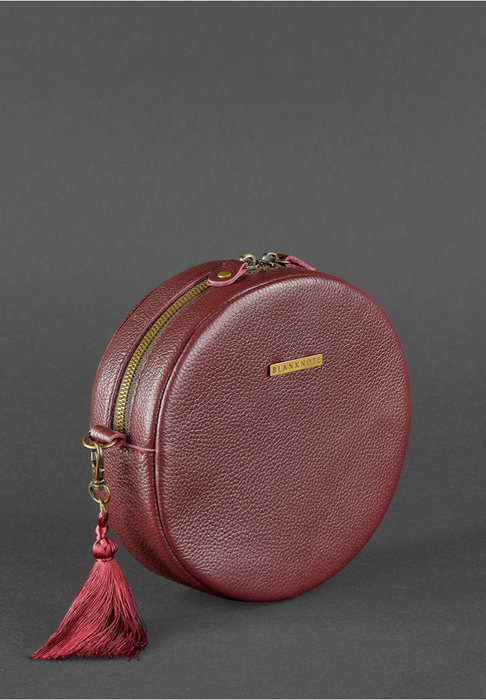 Unique Round Leather Bag for Women with Decorative Tassel