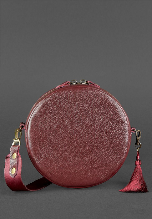 Unique Round Leather Bag for Women with Decorative Tassel