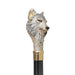 Prestigious gold-plated walking cane adorned with wolf