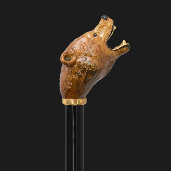 Fashionable walking cane featuring grizzly bear design