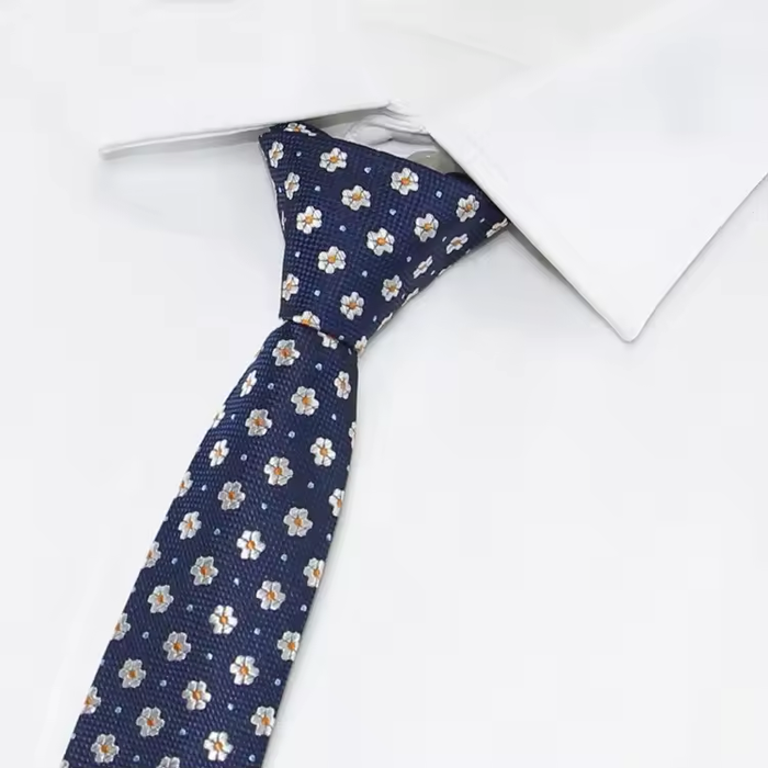 Blue Daisy Skinny Tie for Classy Men  