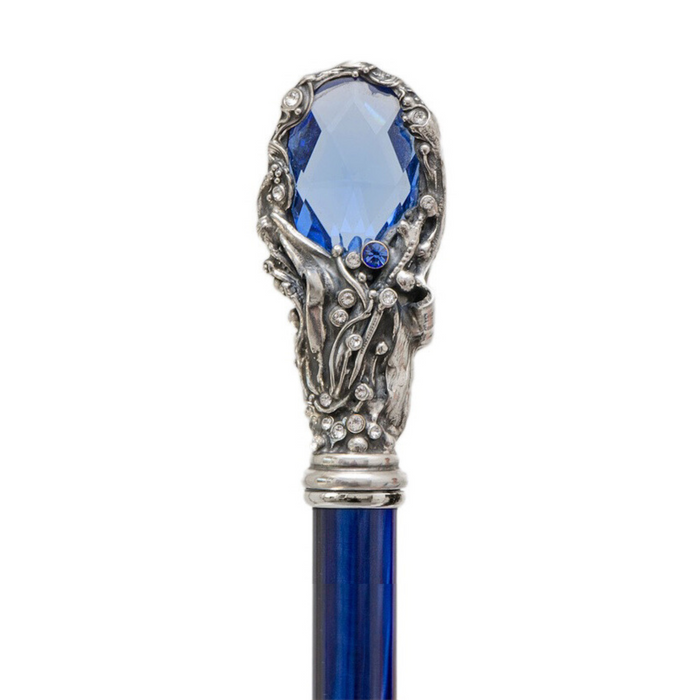 Blue Double Cloth Crystal Blue Gem Handle Umbrella