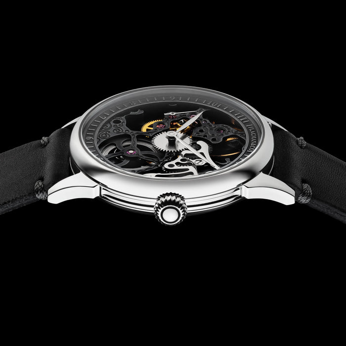 Handmade Steampunk Graphite Skeleton Watch for Men