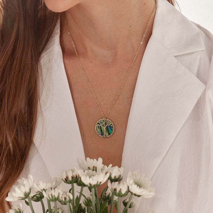 Round Tree of Life Emerald Necklace