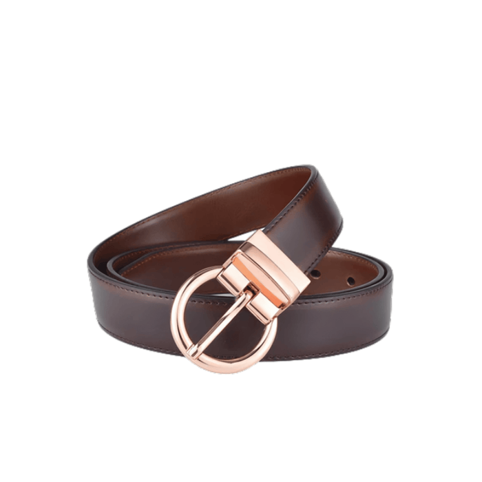 Reversible 2 in 1 Leather Belt, Rose Gold Buckle, Chloé Model