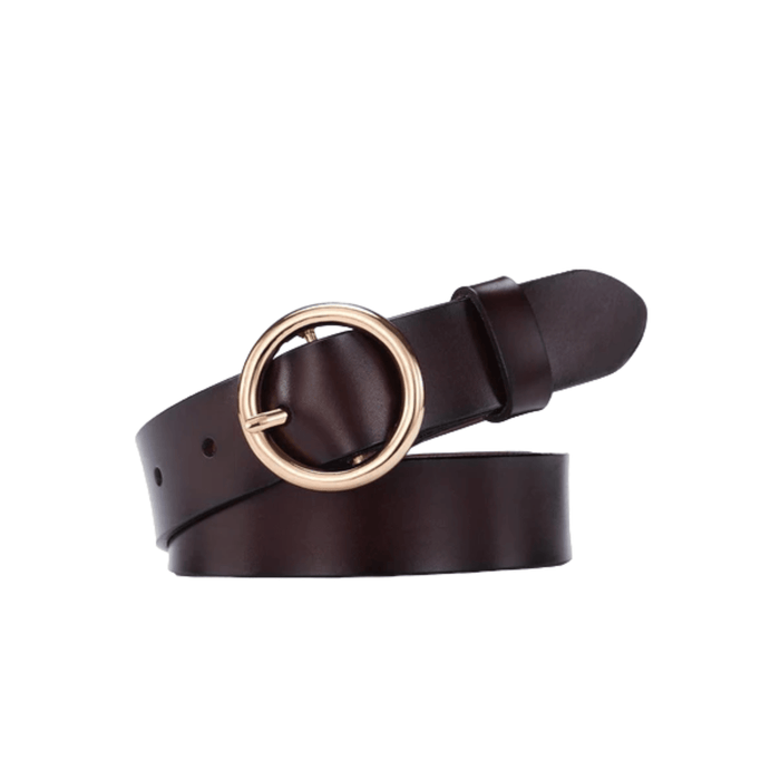 Leather Belt With Round Buckle For Women, Khatia Model