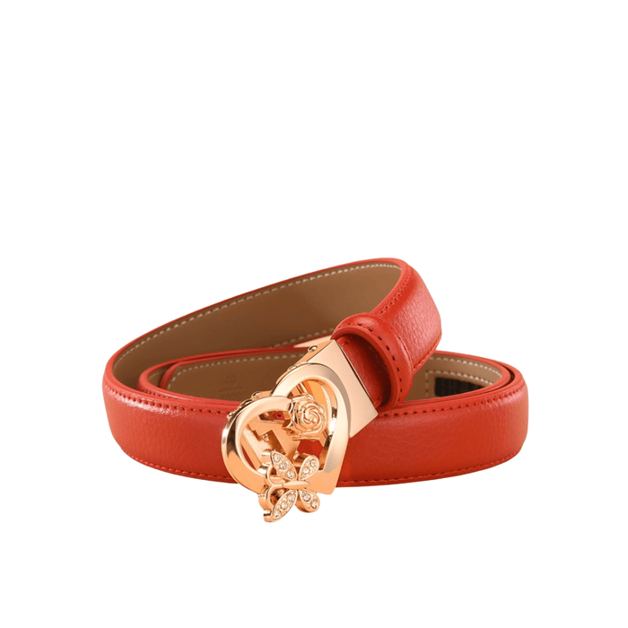 Leather Belt With Heart and Butterfly Buckle, Adela Model