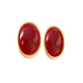 Vintage Simulated Pigeon Blood Ruby Oval Stud Earrings