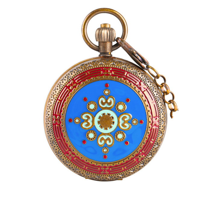 Luxury Tourbillon Pocket Watch - Self-Winding Antique Brass Timepiece