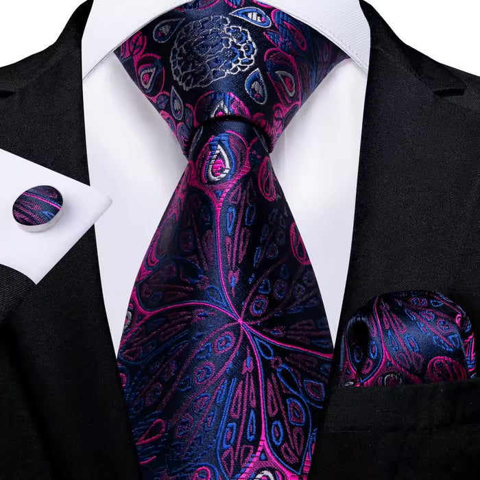 Classy Men Purple Hexagon Silk Necktie